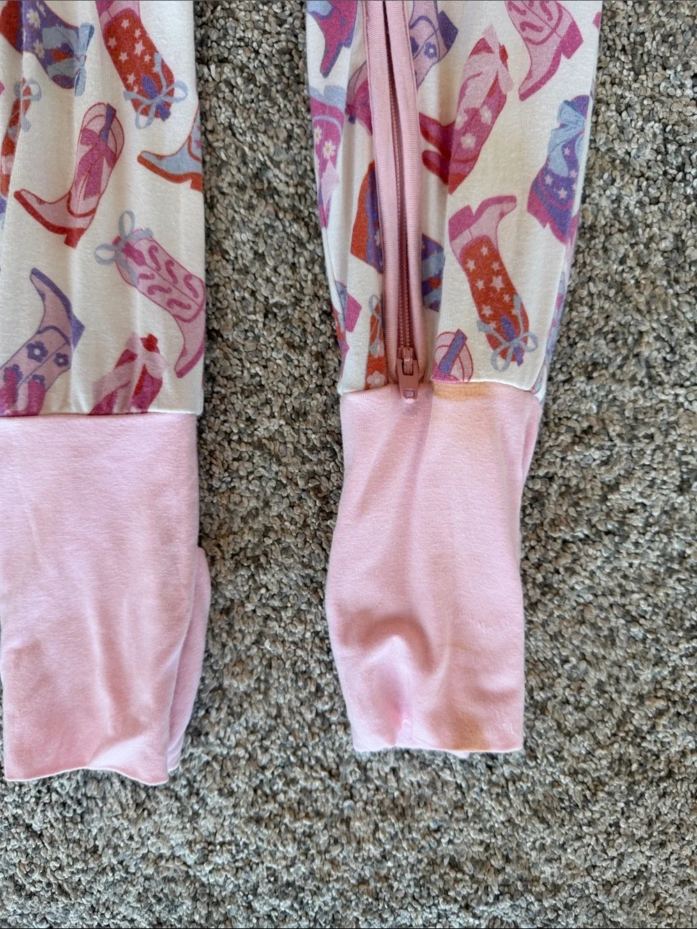 Girls 2T In My Jammers Boot Print Zip Front Footed Pajamas